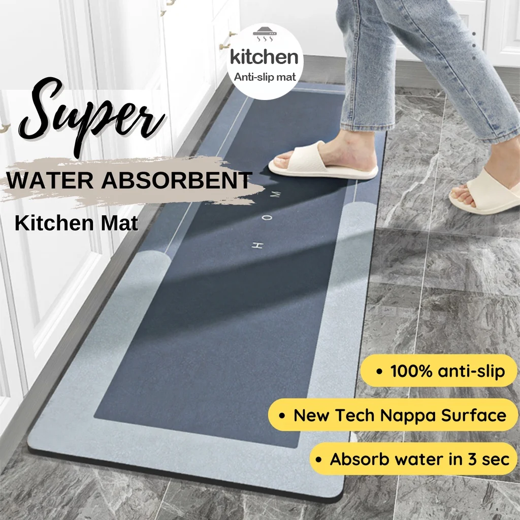 Linen Braided Kitchen Mat Rubber Bottom Anti-slip Design Water-absorbing  Oil-absorbing Kitchen Floor Protection Mat - AliExpress