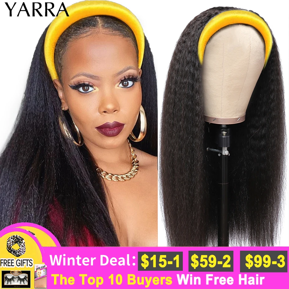 Brazilian Kinky Straight Headband Wig Human Hair 1030 Inch Yaki