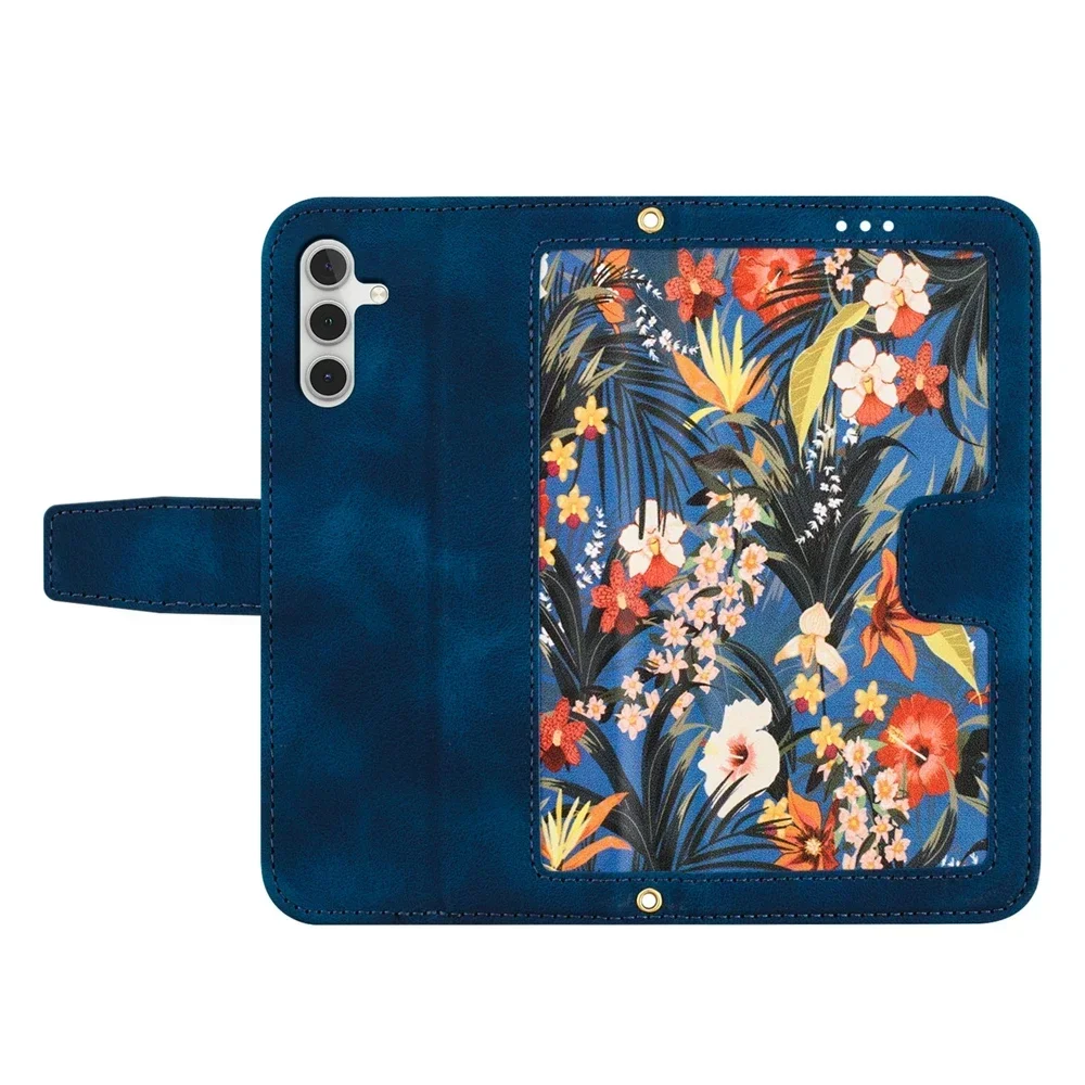 3D Flower Leather Flip Wallet Phone Case with Strap