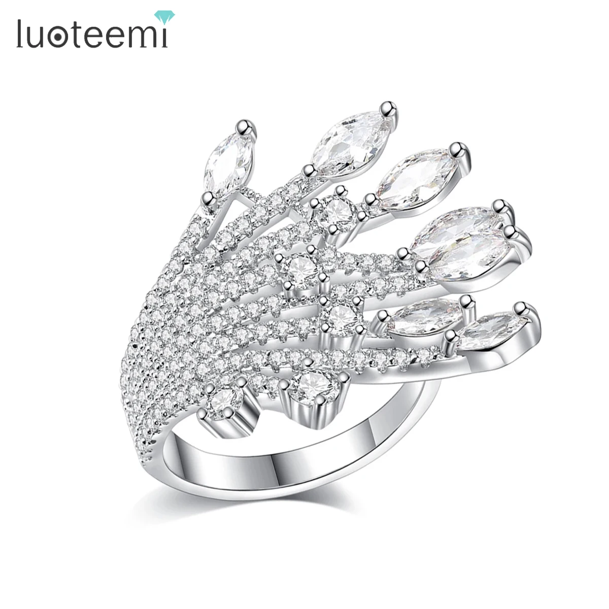 

LUOTEEMI Adjustable Claw Shaped Zirconia Ring for Women Girl Party Dating Luxury CZ Cute Irregular Jewelry Punk Christmas Gift