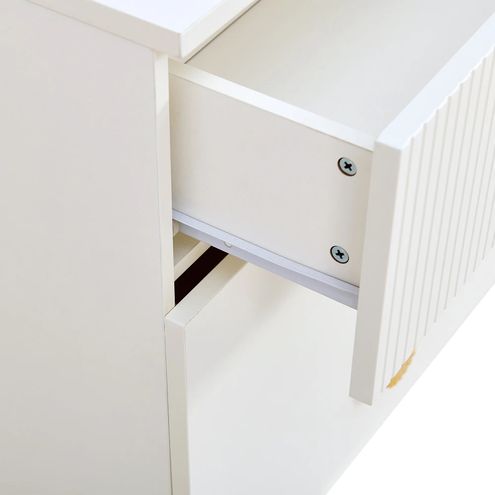 PINGGO Weißes Modernes Sideboard mit 6 Schubladen Goldene Akzente Elegantes MDF & Stahl-Möbelstück für Schlafzimmer Wohnzimmer Eingangsbereiche – Detail 25