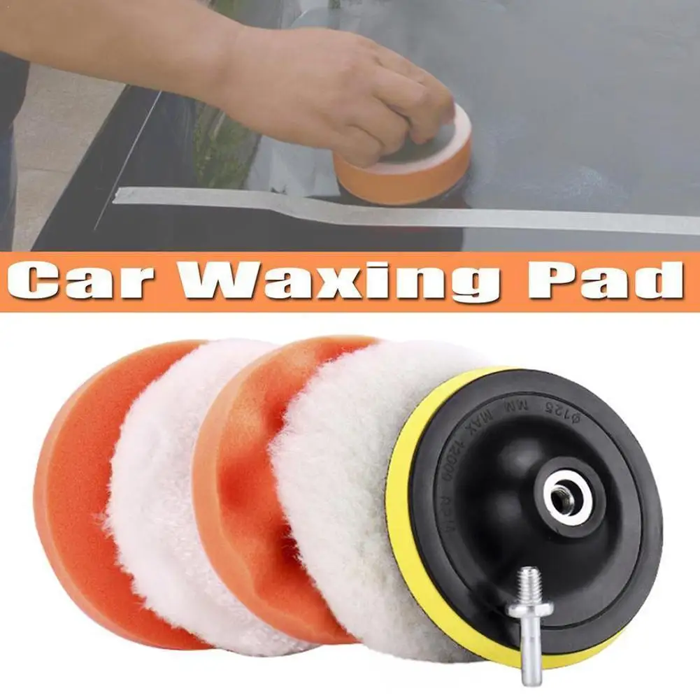 Car Polishing Pad 6PCS Sponge Beauty Polishing 3/7in Sponge Wheel Wool Disc Wax Super Soft Pad Pneumatic Drill Adapter