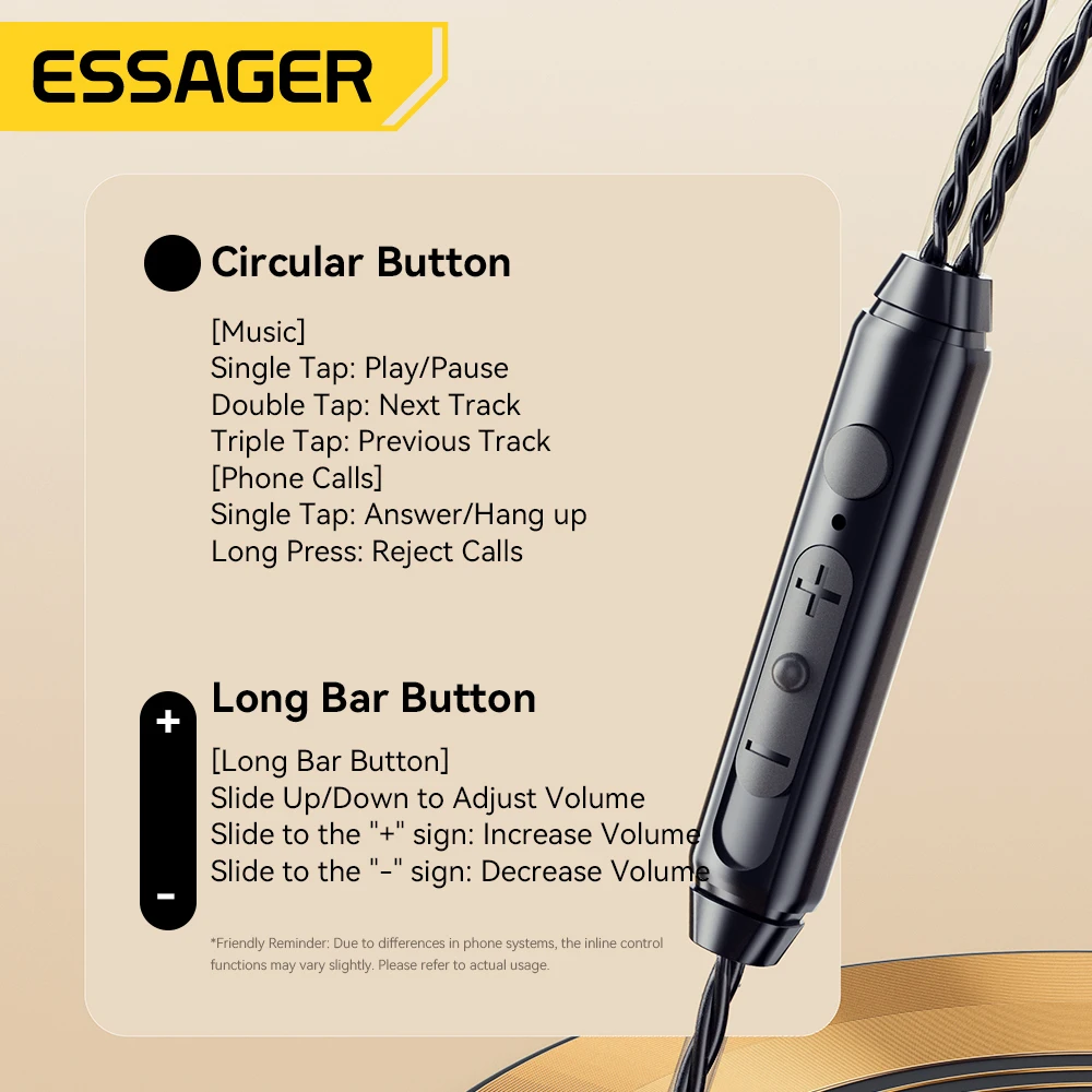 Essager 3.5mm Wired Headphones In Ear Type C Wired HiFi Headset Bass Stereo Sport Game Music Noice Cancelling Earbuds With Mic 5