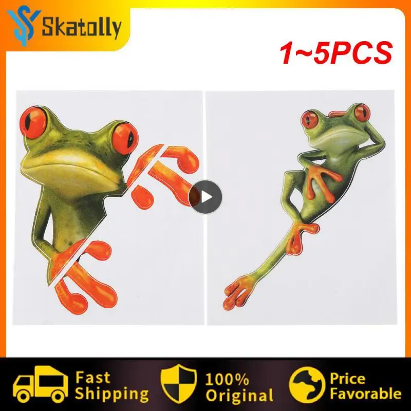 

1~5PCS Car Stickers 3D Funny Green Lying Frog Wall Truck Window Decal Sticker Cute Guitar Luggage Skateboard Stickers