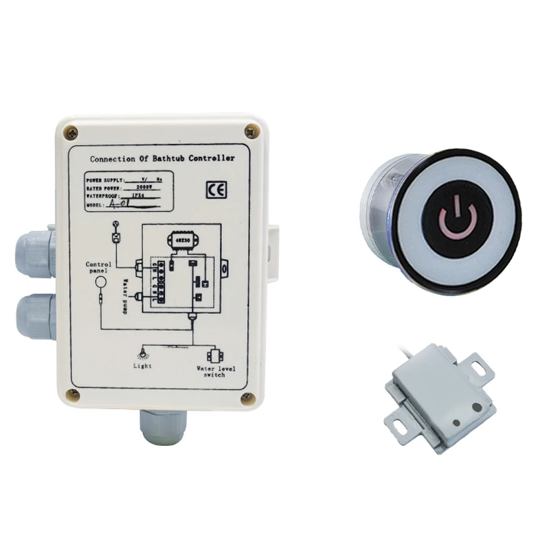 CE certified Bath Water Pump Control Panel Digital Controller Kits Water level Sensor Underwater light Control ForMassag Bathtub 6