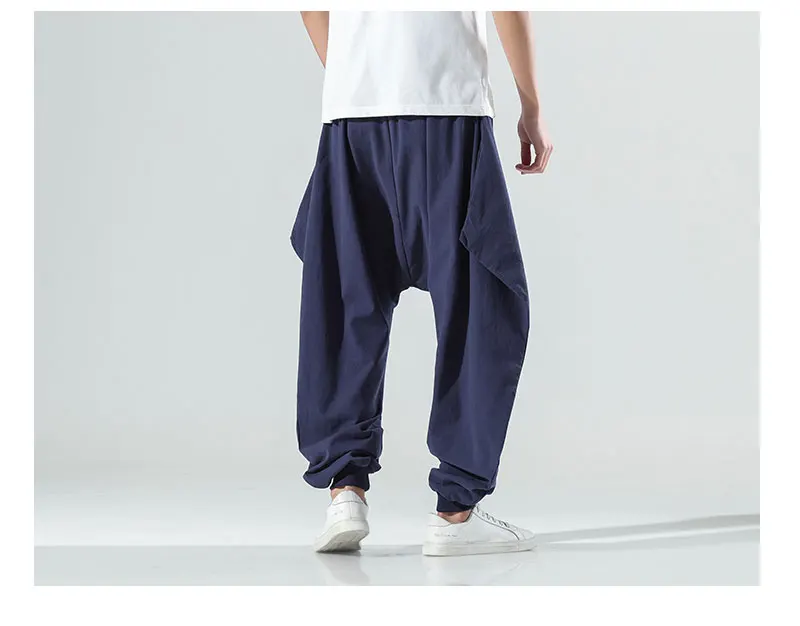 linen harem pants Spring 2022 New Chinese Style Casual Pants Men's Loose Foot Harem Pants Trend Cotton And Linen Pants Male Trousers M-5XL K79 aladdin pants