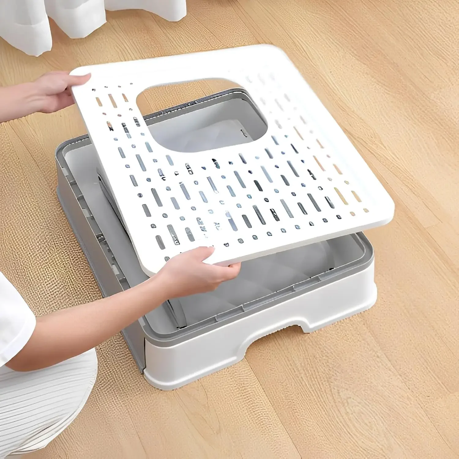 Foldable Cat Litter Box with Top Exit & Front Entry | Jumbo Size Enclosed Design & Built-in Scoop Storage | Splash-Proof Litter