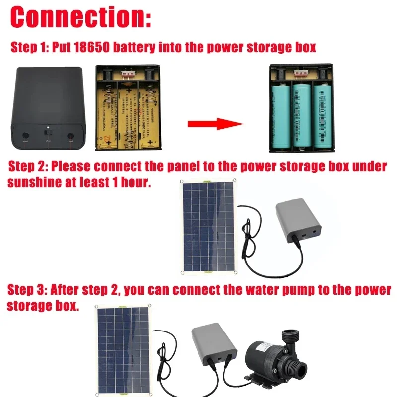 Kit de Panel Solar de 100W y 18V, bomba de agua de energía Solar para jardín, fuente de estanque sin escobillas, bomba de agua para piscina, bomba de agua para peces de acuario, 800L/H