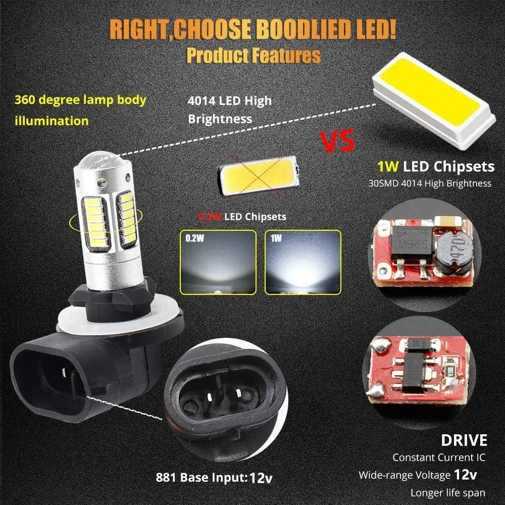 2pcs LED 자동차 앞 안개 전구 현대 산타페 Santafe 2006 2007 2008 2009 2010 2011 2012 자동 램프 액세서리