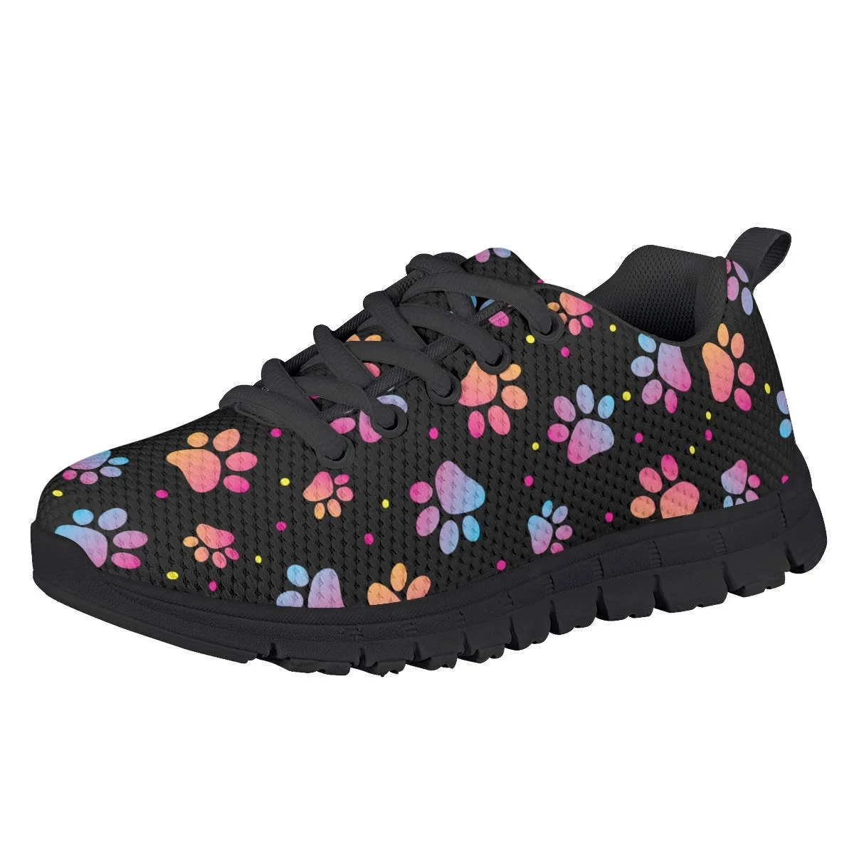 

Lovely Dog Paw Pattern Children Flat Shoes Comfortable Lace up Mesh Sneakers Gradient Footprint Design Kids Walking Shoes Gifts