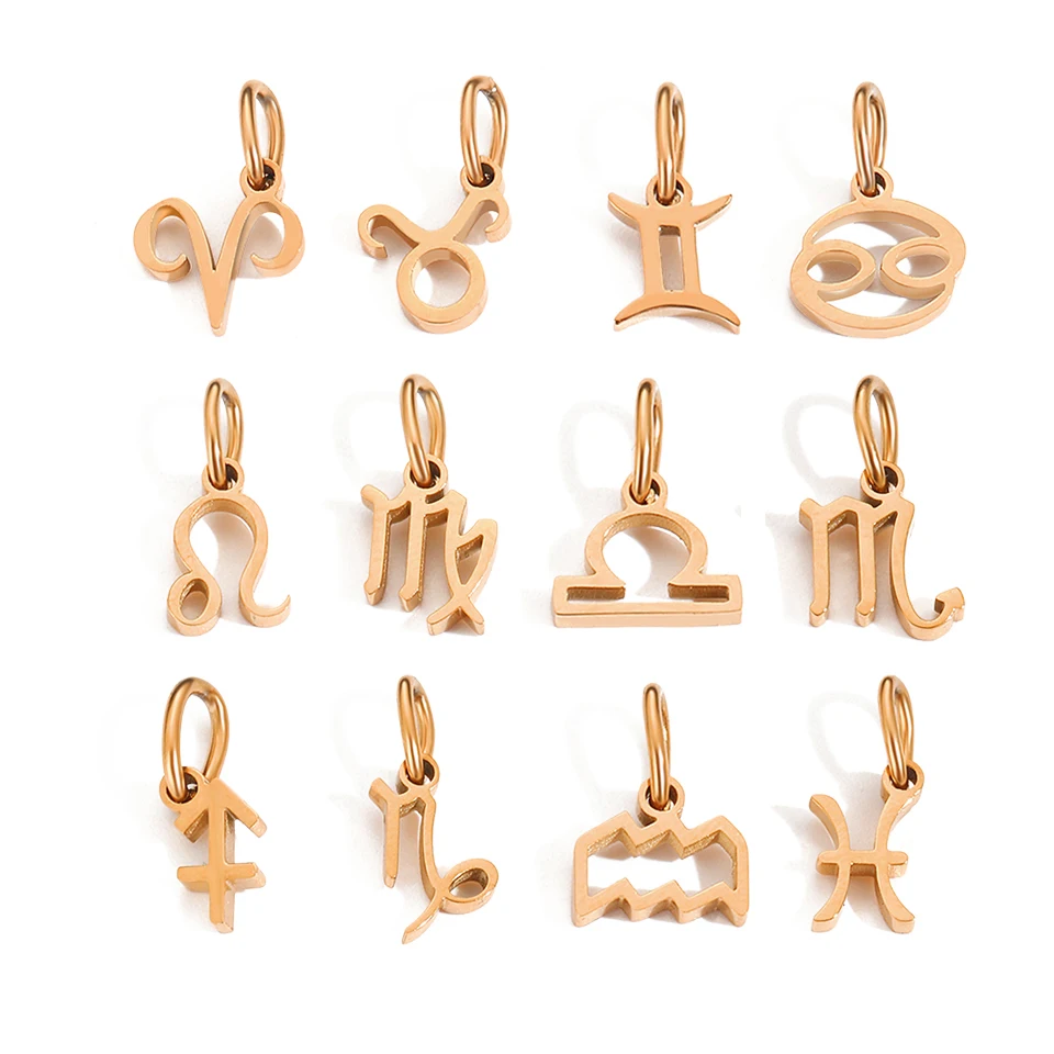 charms for jewelry making 12 Zodiac Signs Accessories Stainless