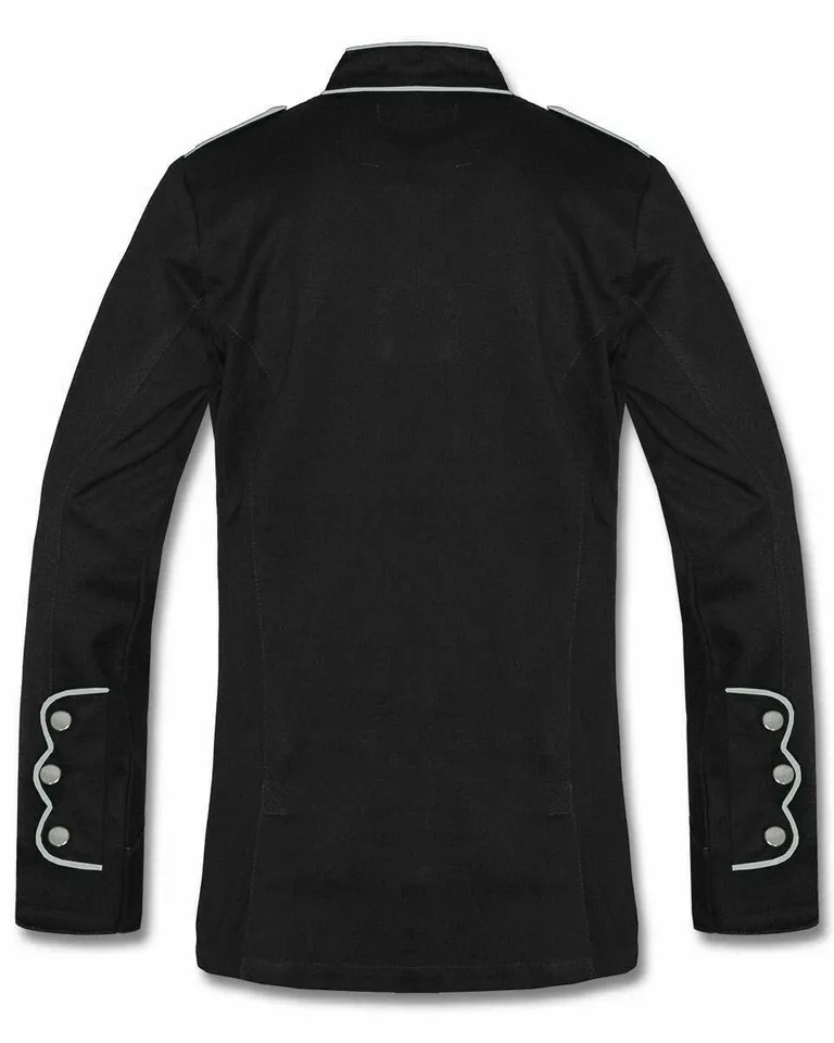 Men’s Gothic Officer Jacket | Black Coat with Red Accents