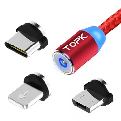 360-Degree Rotating Magnetic Charging Cable - Nylon Braided, 3-in-1 Charger - 1m(3.3ft) (Red 3 in1)