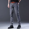 2024 Classic Men’s High Street Fashion Small Foot Skinny Jeans Stretch Soft Straight Leg Versatile Denim Trousers Gray Male 3