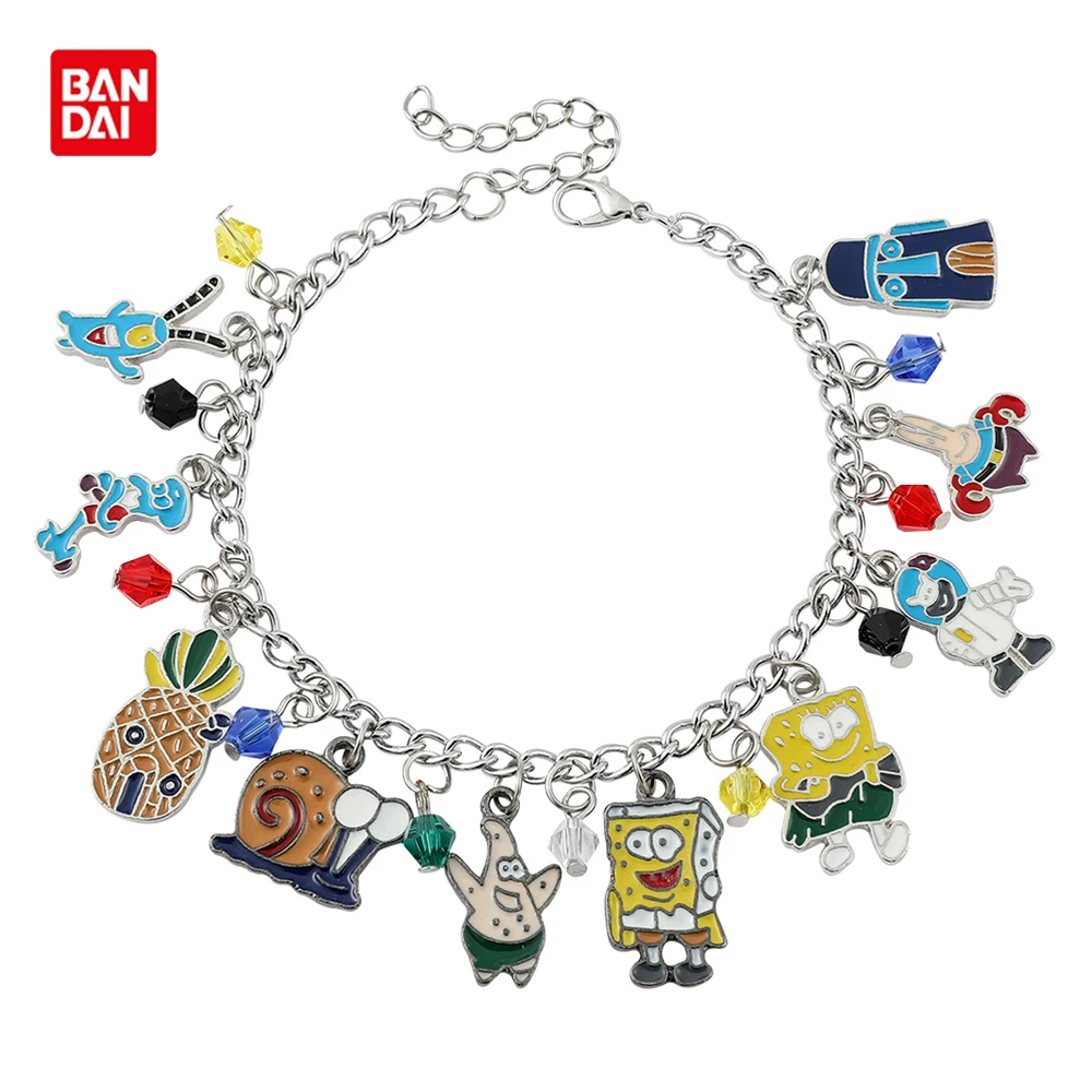 

Cartoon SpongeBob SquarePants Bracelets Metal Enamel Cute Pendant Bracelet SpongeBob Patrick Charm Hand Chains for Women Jewelry