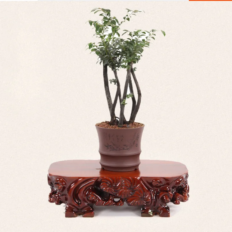Strange stone base, mahogany root carving base, solid wood, round flower, bonsai decoration, Jade head