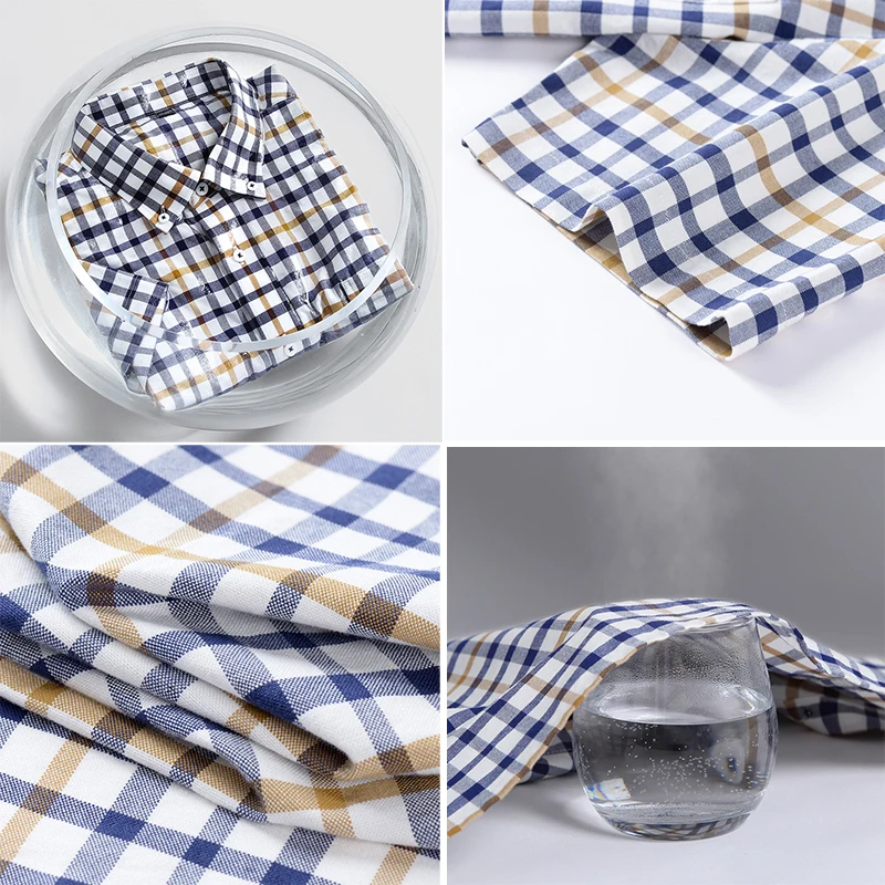 Men's plaid long-staple cotton casual business breathable and comfortable short-sleeved shirt fashion classic formal wear