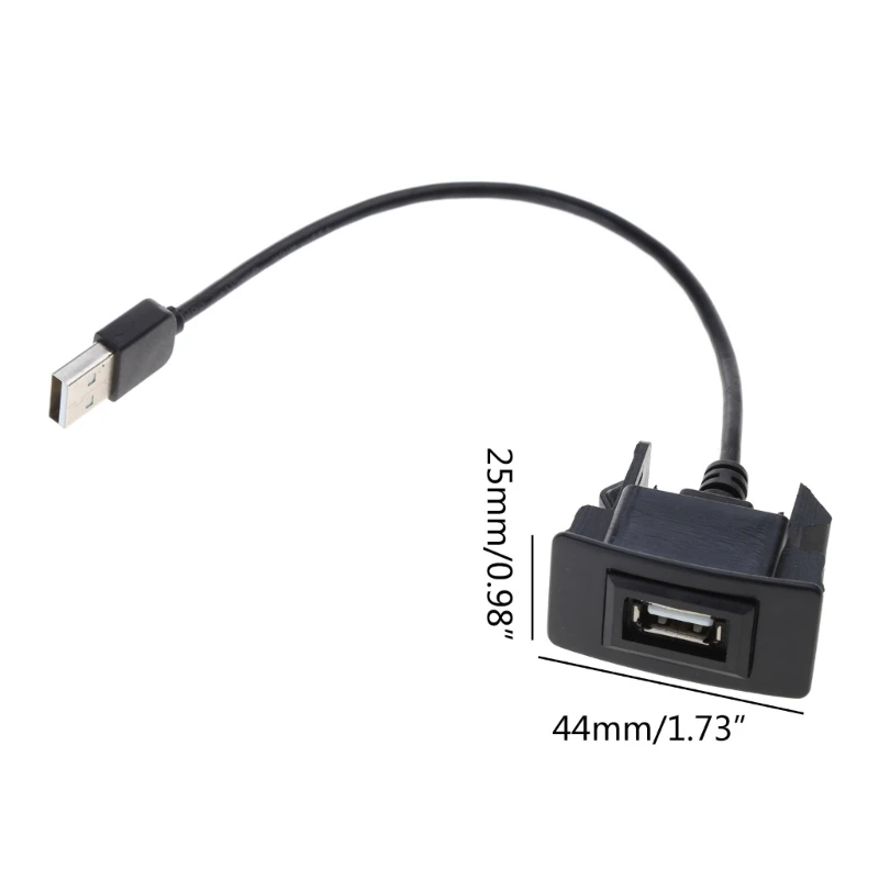 USB Male to USB Female AUX Dashboard Mount Car Mount Extension Cable for Car Truck Boats Motorbike Panel