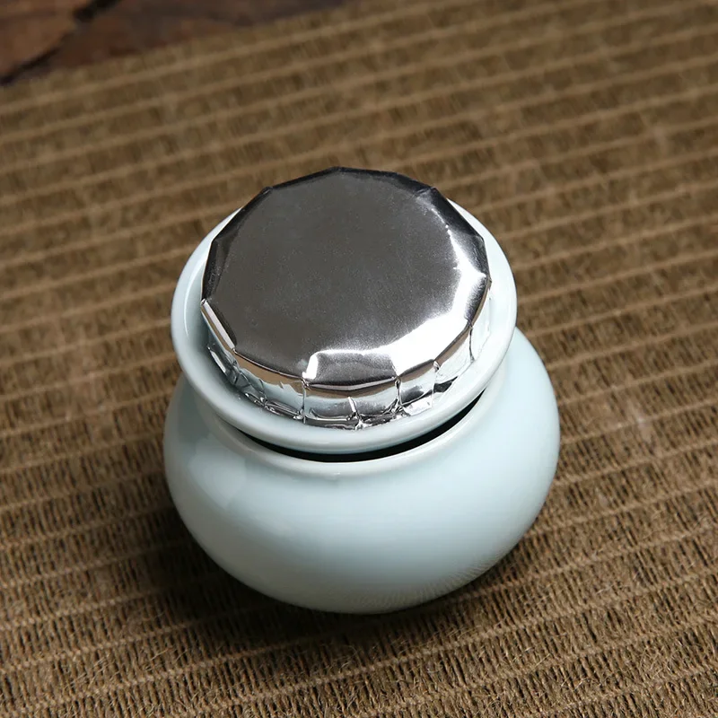 Tea Canister Ceramic Storage Jar Airtight Container 8 Mini Tea Box Glazed Ceramic Jar Storage Boxes Pottery Airtight Coffee Kitchen Food Pots Ointment