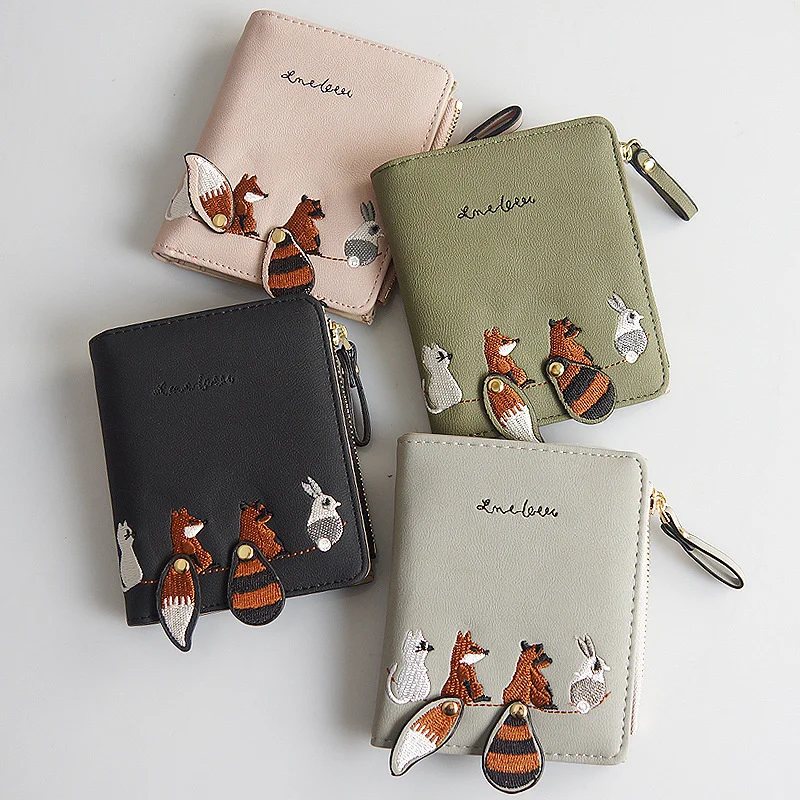 Wallet women's short 2022 new multi card creative wallet Korean lovely squirrel 20% zero wallet women