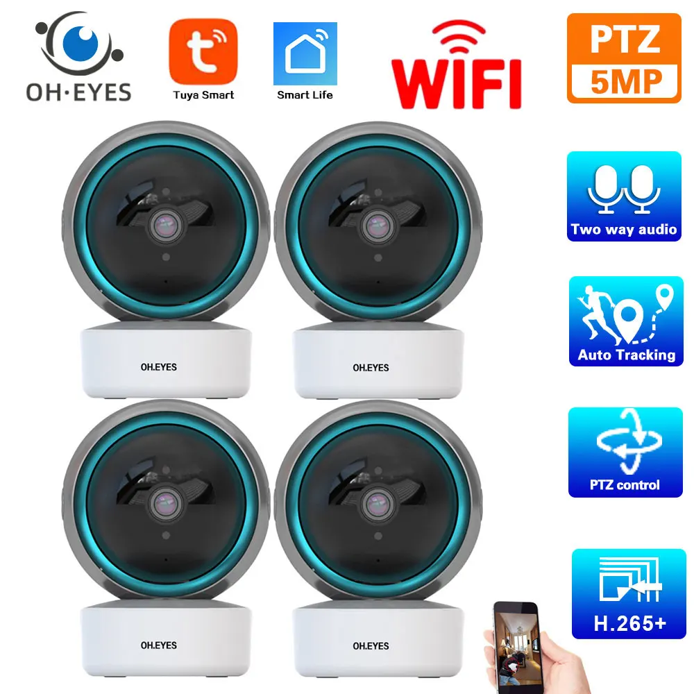 Smart Life 5Mp Wifi Ip Cam Tuya 2 Way Audio Baby Home Security Camera System Wireless Cctv Ptz Camera Sistema Di Videosorveglianza