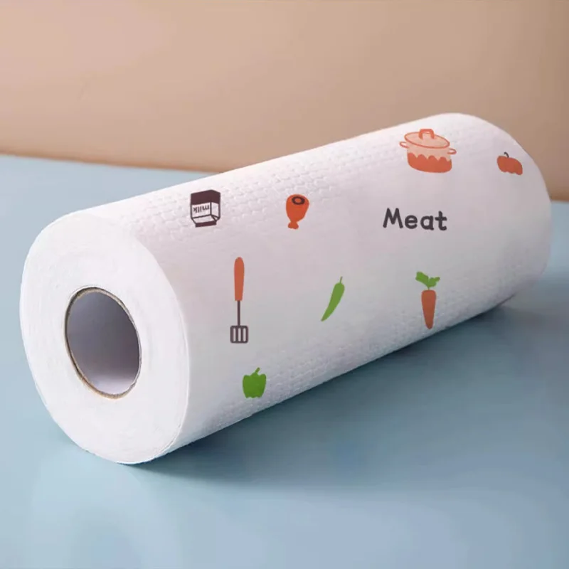 1poll Cartoon Printed Non-woven Fabric Washing Pad Cleaning Products Lazy And Convenient Cleaning Cloth Disposable Kitchen Paper