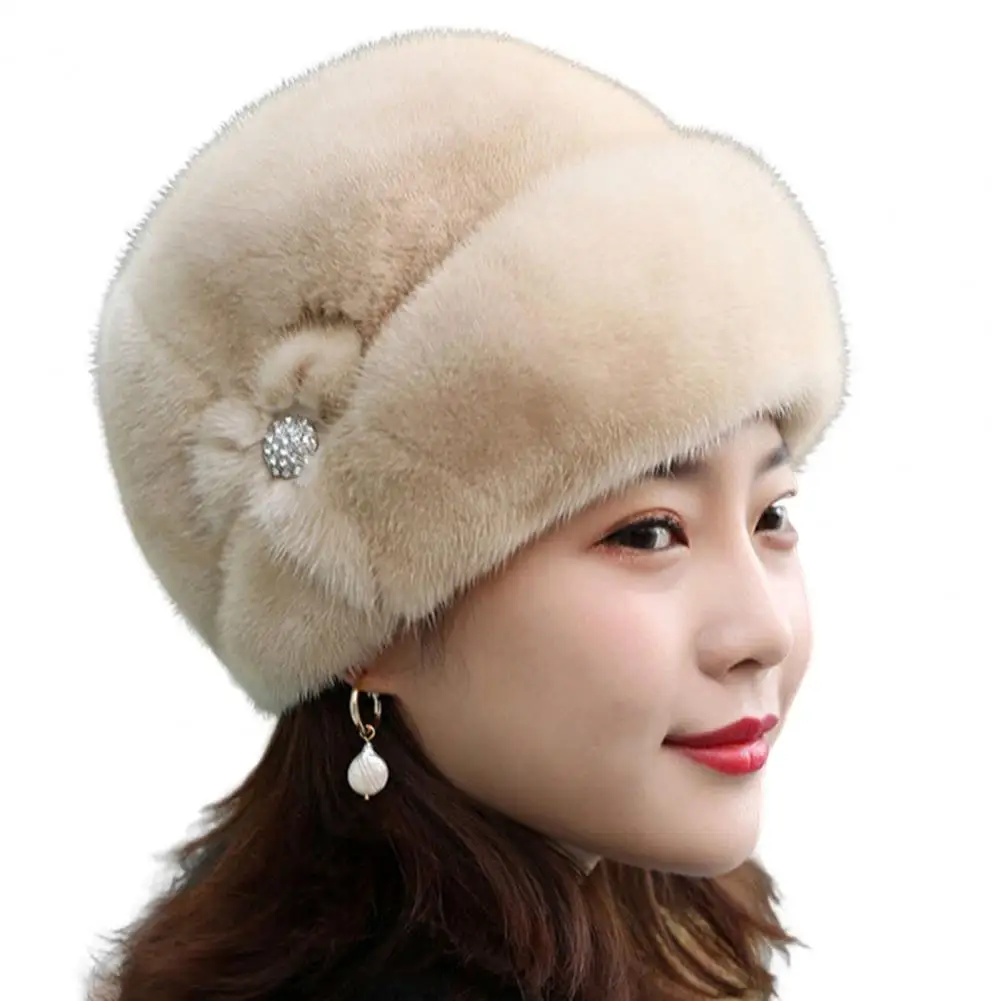 

Trendy Ladies Hat Russian Comfortable Winter Hat Fall Winter Windproof Middle-aged Mom Cap