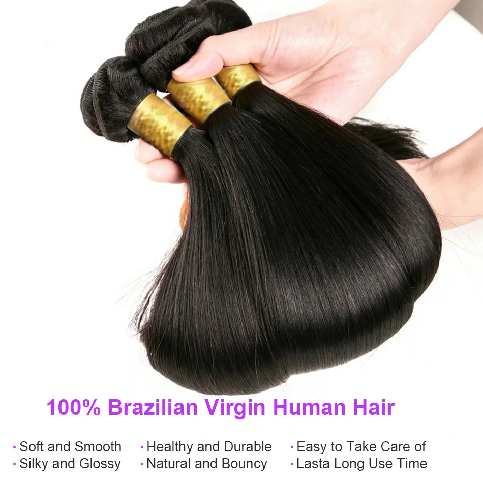 38 40 Inch Weave Human Hair Bundles Raw Hair Extensions Brazilian Natural Black 3 4 Bundle Deals Unprocessed