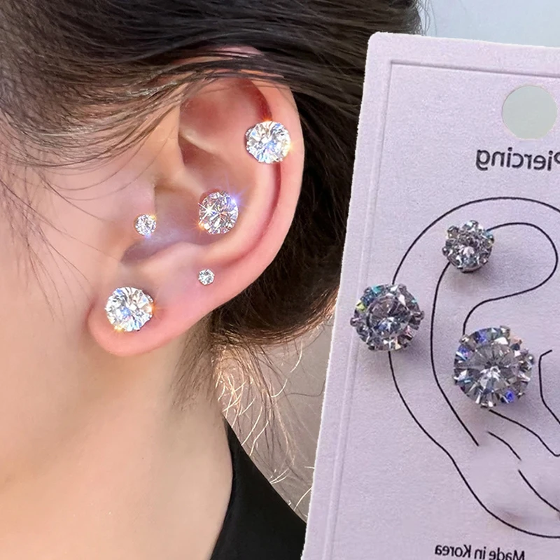 4 Paia Orecchini Magnetici Senza Piercing - Acciaio Inox Per Uomo E Donna - Foto 2