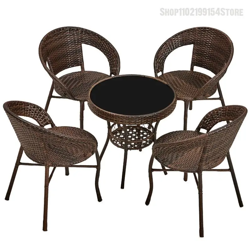 Cane Three-piece Balcony Small Tables And Chairs Leisure Outdoor Garden Tea Table Outdoor Terrace The Cane Chair