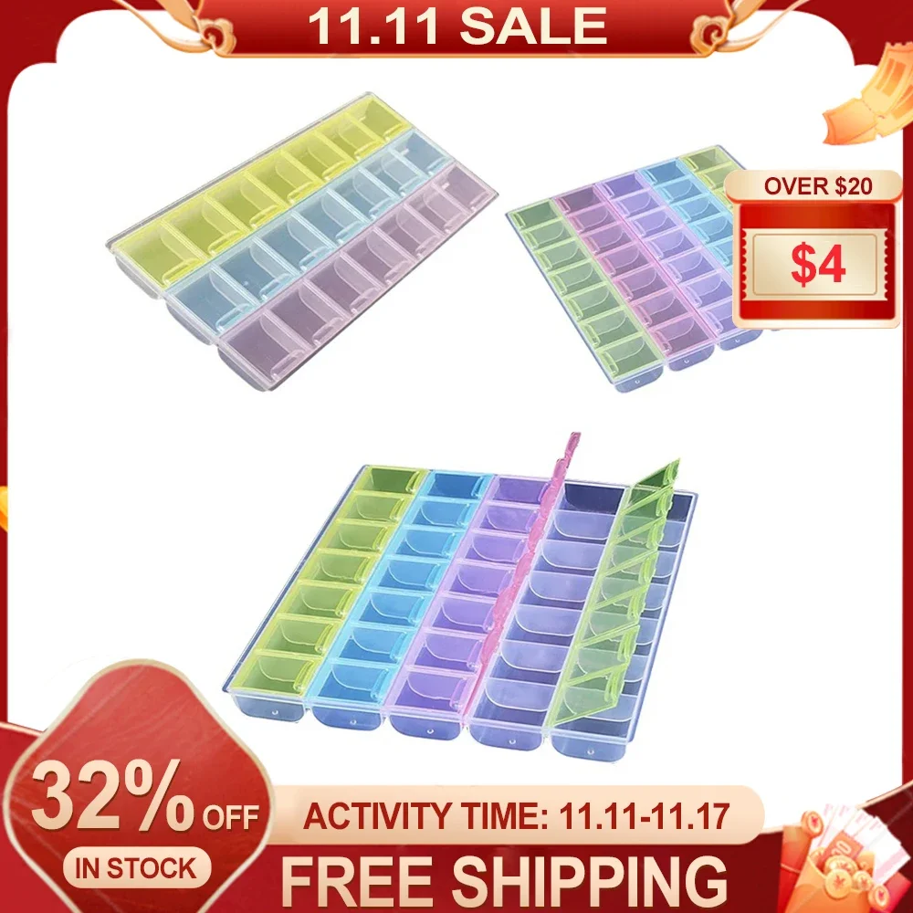 21/35 Grids Plastic Storage Box Portable Nail Art Glitter Rhinestone Storage Tool Diamond Painting Crystal Bead Organizer Holder plastic storage box,diamond painting accessories