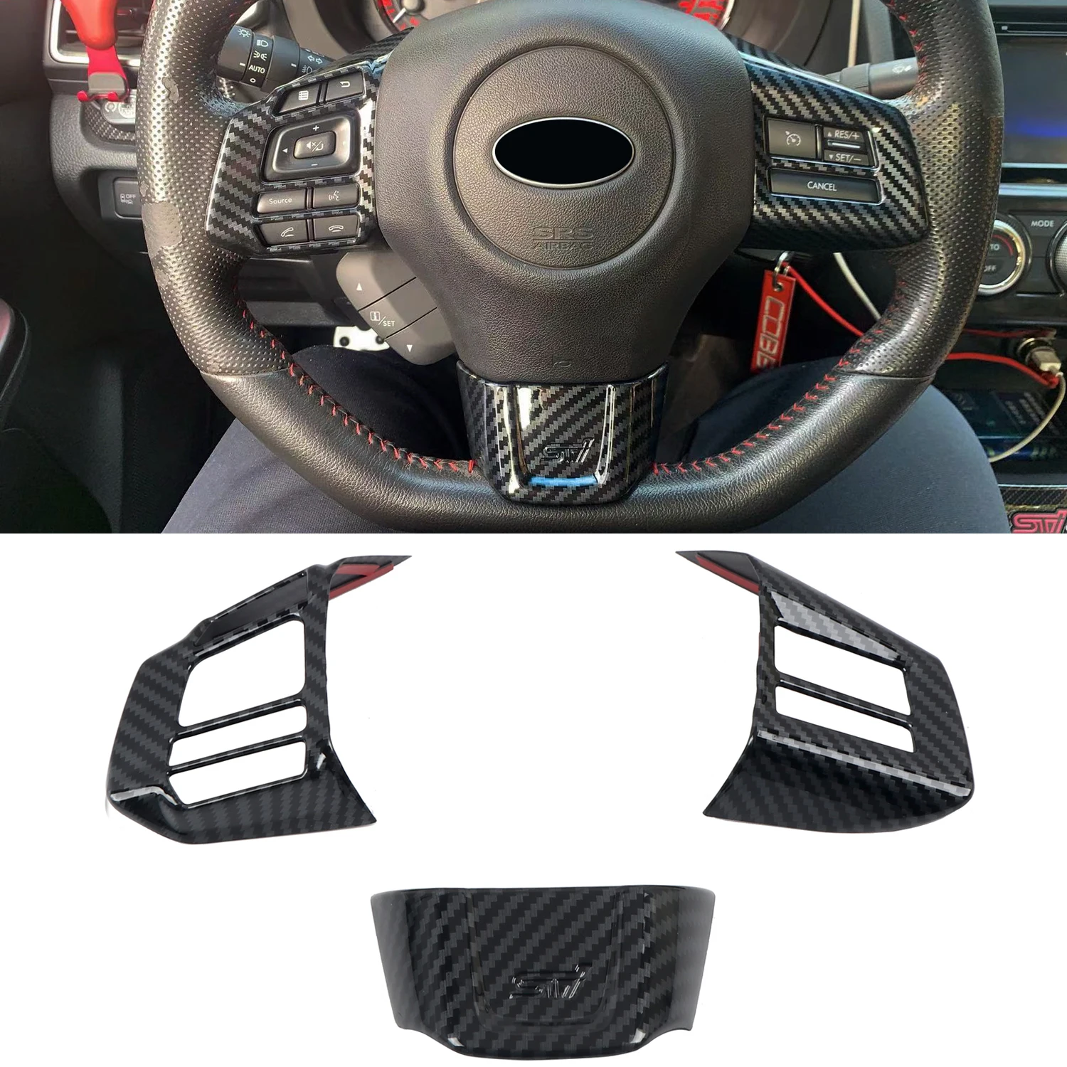 Car Accessories for Subaru WRX / WRX STI 2016-2020 Carbon Fiber Printed Interior  Steering Wheel Button Decor Cover Trim 3pcs - AliExpress