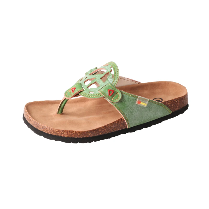 Sommer Damen lässig und vielseitig Leder ausgehöhlt dicken Boden Fischgräten pantoffeln – Detail 5