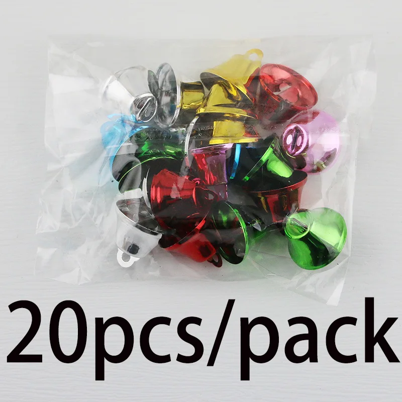 (20pcs/pack) 25mm Colorful Bell Christmas Tree Pendant Holiday Party Decoration Creative Collar Bell DIY Wind Chime Home