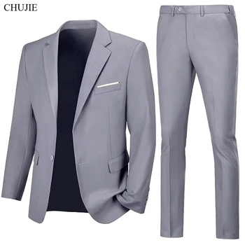 Abiti da uomo Set Giacche Pantaloni 2 pezzi Eleganti per matrimonio Blazer slim fit Abito formale Moda classica Costume completo 2025