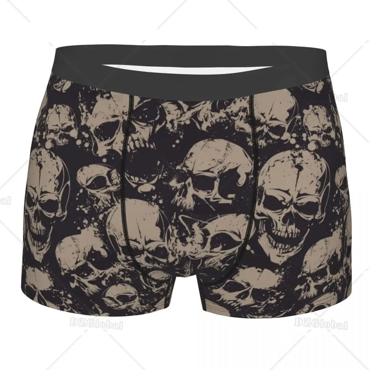 

Funny Boxer Shorts Panties Men's Grunge Pattern with Skulls Rock Underwear Breathable Underpants for Male