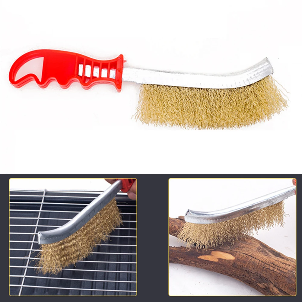 1pc Wire Brushe Brass Plated Steel Wire Stainless Steel Brush Grill Cleaner BBQ Grill Brush Cleaning Tools
