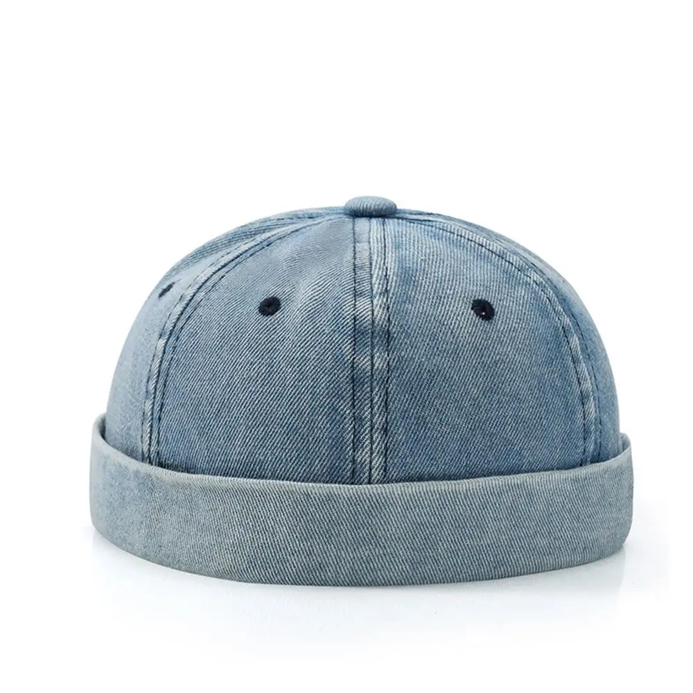 Fashion Denim Docker Cap Brimless Hat Solid Skullcap Solid Color Sailor Cap Beanie Hats Men Women Bucket Cap Adjustable Dad Hat