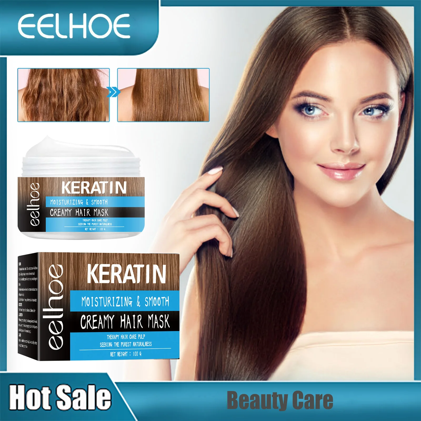 Keratin Hair Mask Deep Repair Dry Damaged Frizzy Treatment Soft Smooth Hair Straighten Shiny Moisturizing Scalp Care Conditioner