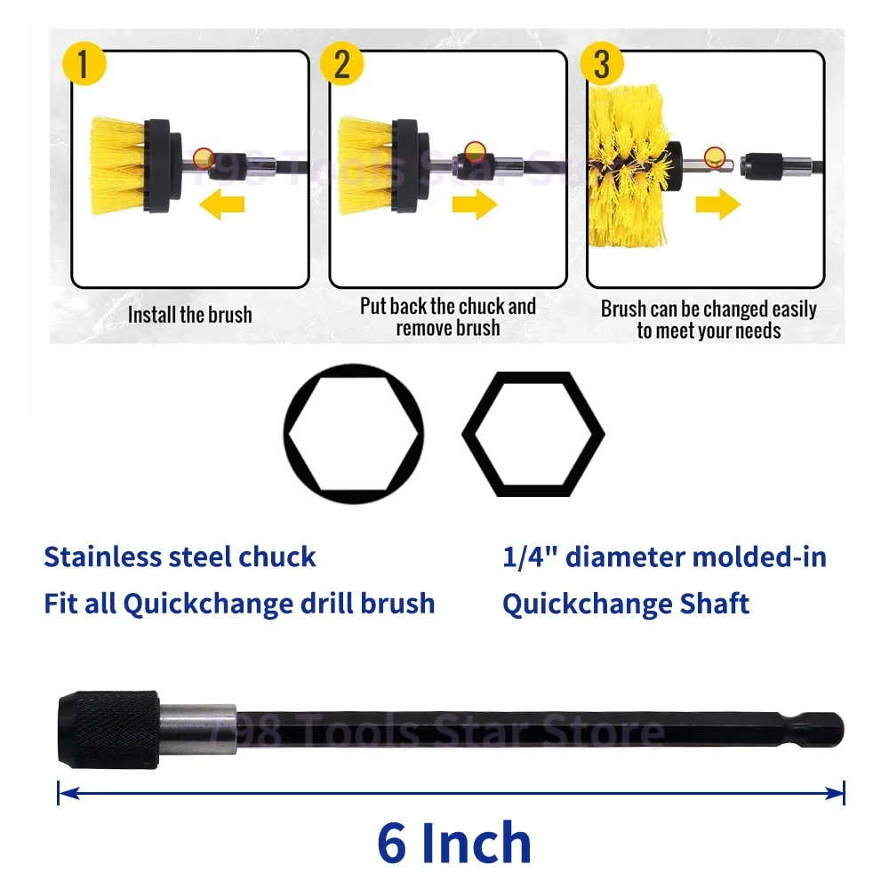 14 PCS Drill Brush Attachment Set Electric Car Detailing Brush Set Drill Soft Brushes Wash Kit for Household Interior Cleaning
