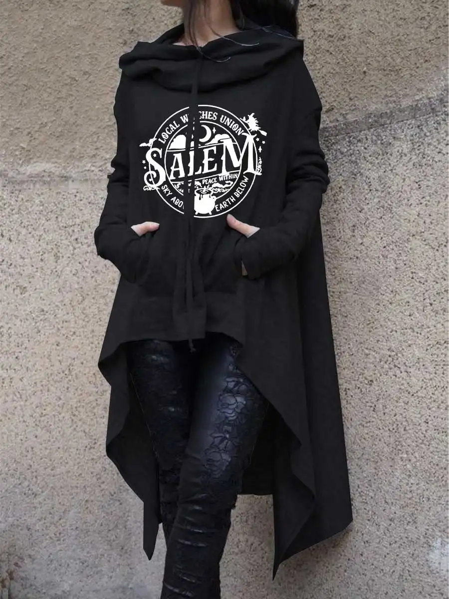 

Women Local Witches Union Salem Irregular Asymmetrical Halloween Sweatshirt