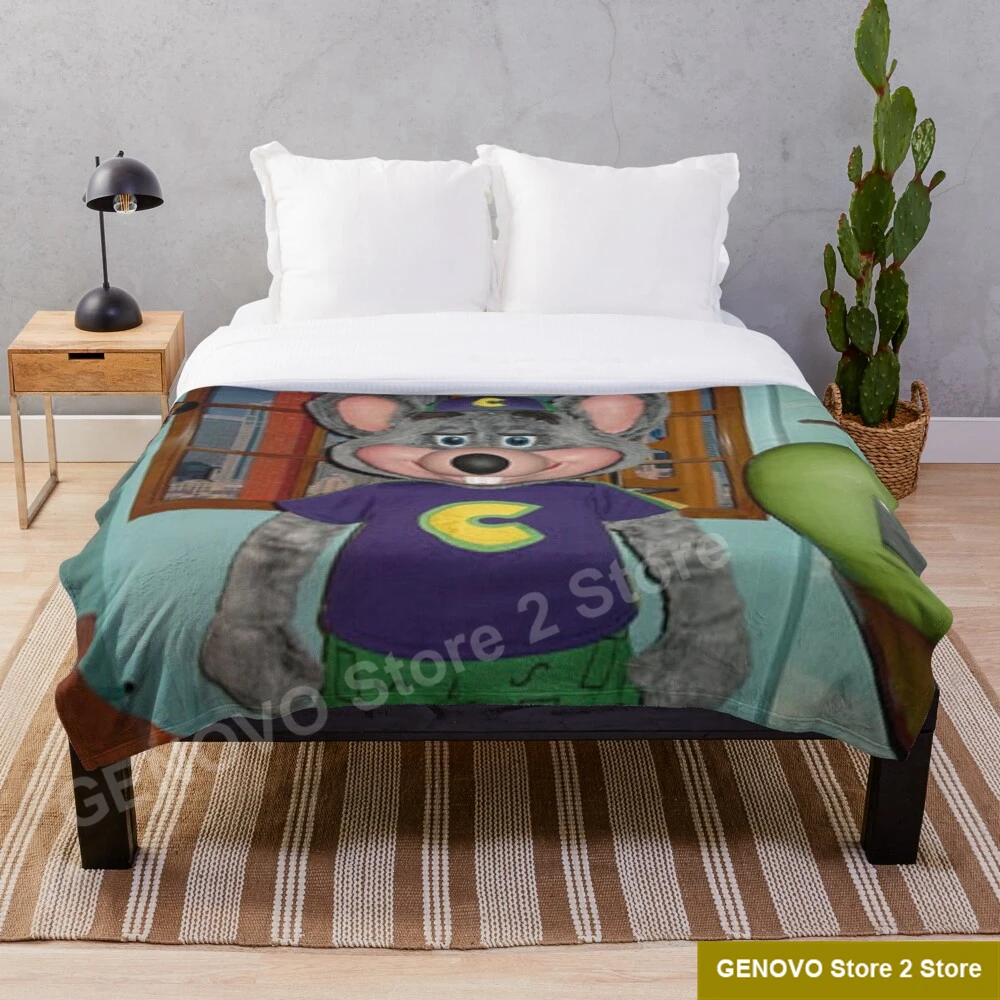 

Chuck E Cheese Animatronic Blanket Warm Cozy Letter Throw Blanket Print on Demand Sherpa Blankets for Sofa Thin Quilt
