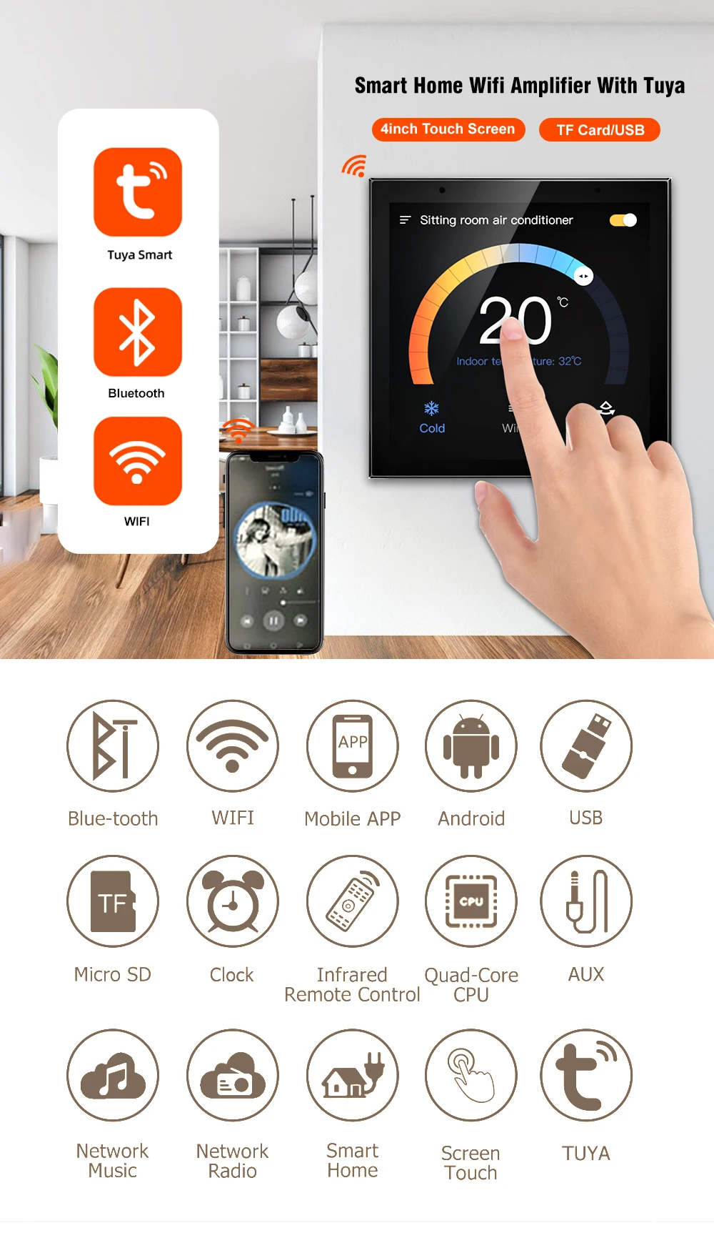 Wifi Tuya Smart Central Control Panel Wireless Touch Screen Handheld IR  Remote Controller For Home Appliance