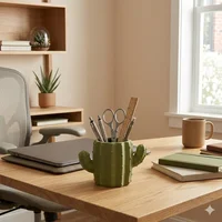 1 creative multifunctional cactus pen holder, suitable for students and offices, and can also be used as a storage container. 1