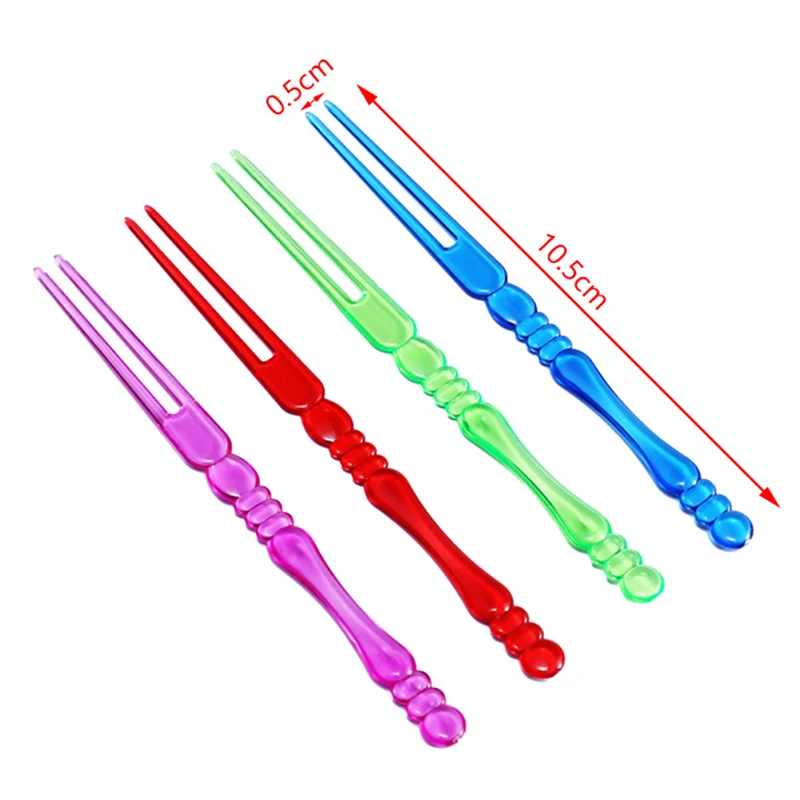 Mini Color Transparent Disposable Forks For Party BBQ Sticks Picks Skewer Set Home Dining Plastic Food Cake Fruit Fork 80pcs
