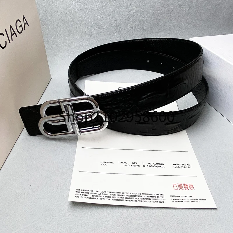 

NEW With box Luxury design Mens Belt Fashion Men Leather Business Belts Women Buckle Womens Classic Casual L008