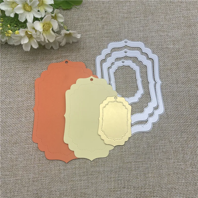 

3pcs/set Tag Metal cutting dies mold Round hole label tag Scrapbook paper craft knife mould blade punch stencils dies