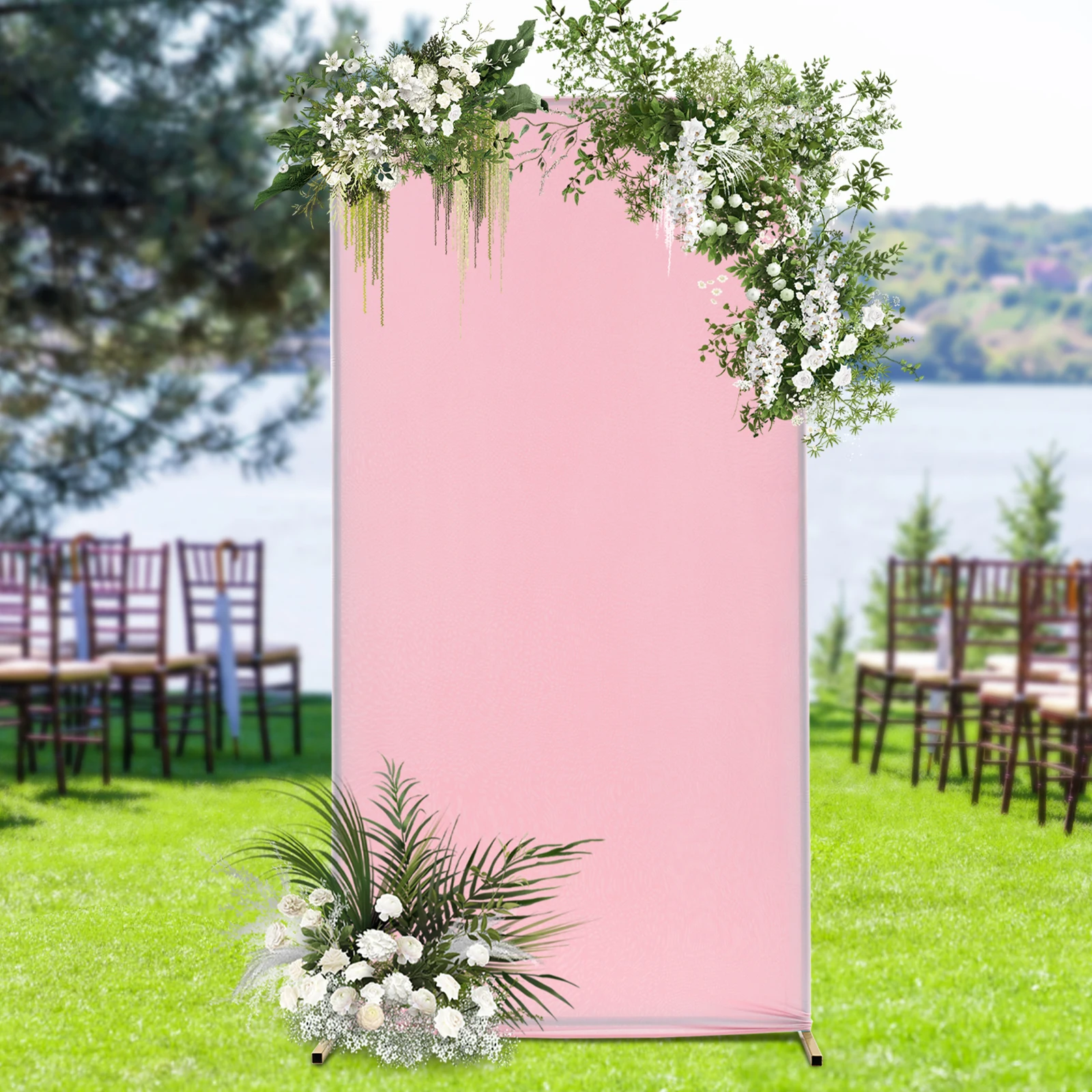 Sturdy Wedding Stand with Minimalist Rectangle Design Gold and Pink Colors Easy Assembly Holds Up to 13.23 lbs Durable Iron