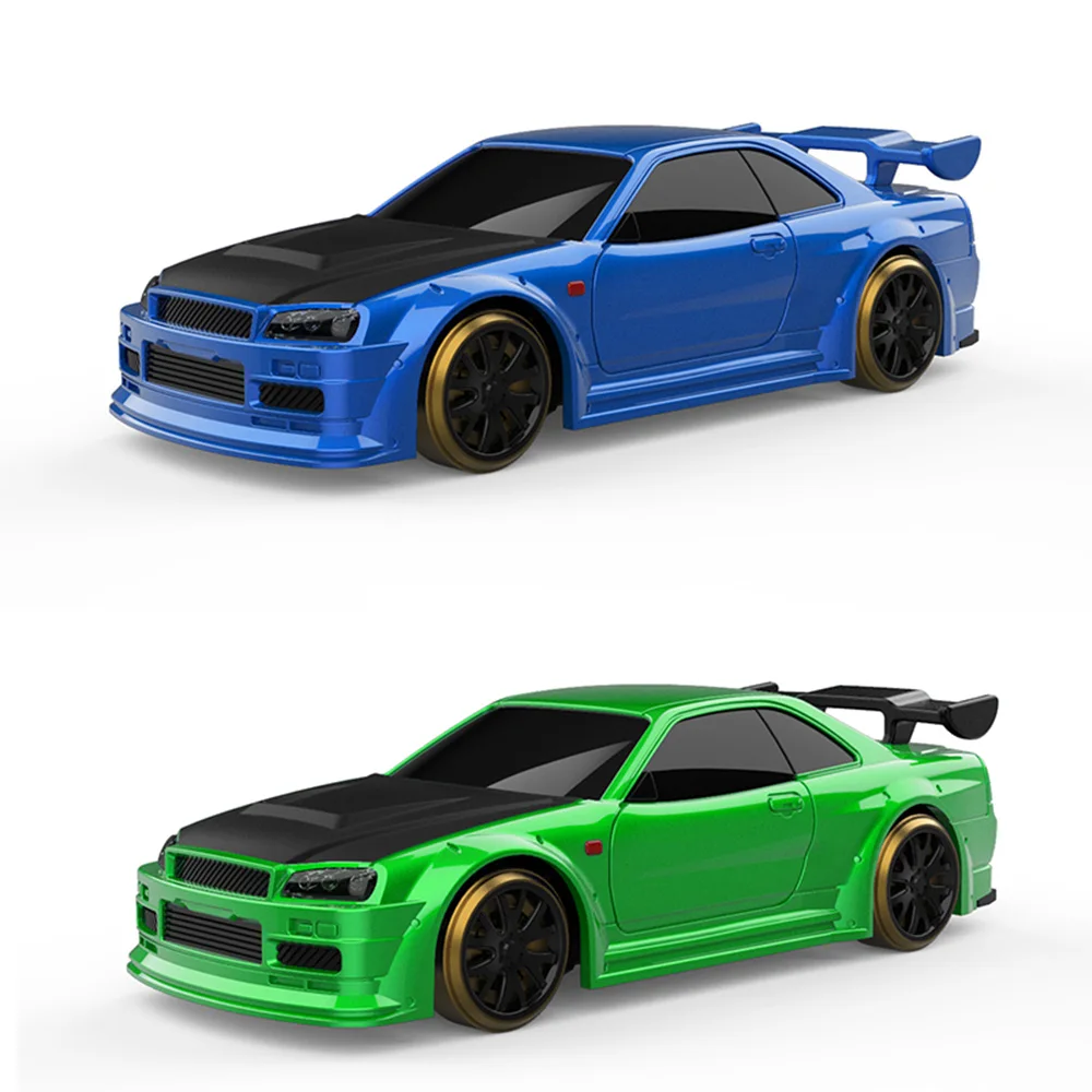 Turbo Racing - Coche RC Drift a escala 1:76 con Gyro Mini Full Proporcional  RTR 2.4GHZ Control remoto con 2 carcasas reemplazables (C64-verde)