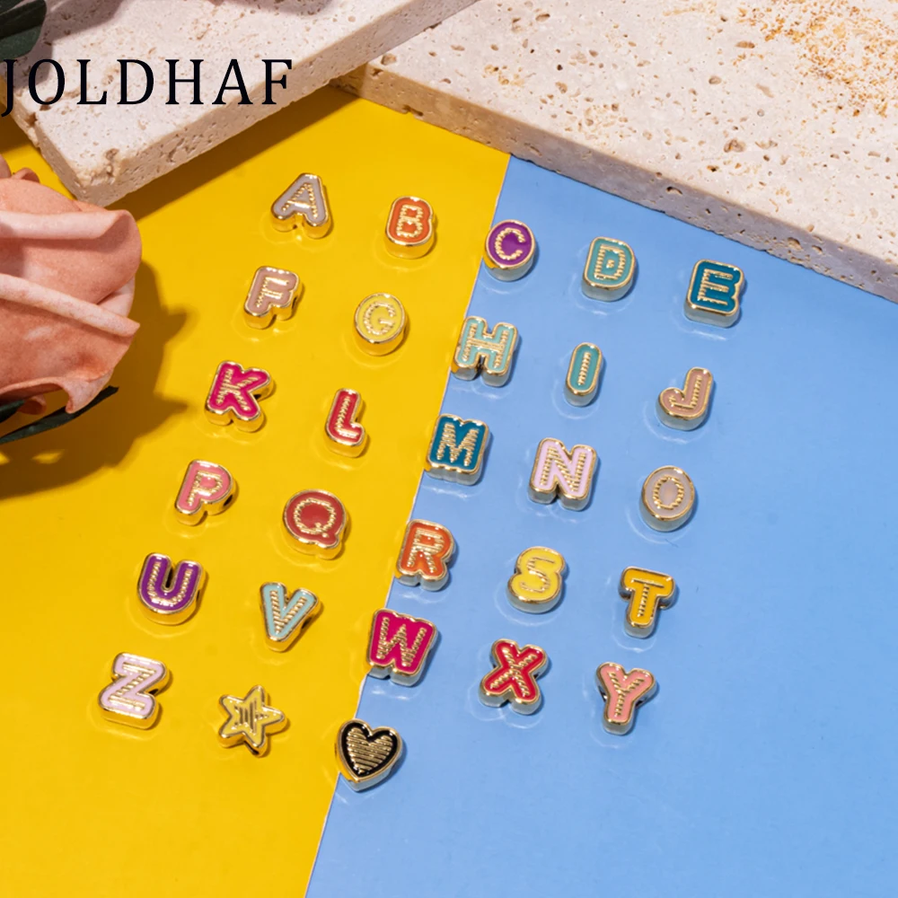 10pcslotAollyEnamelLetterBeadsForJewelryMakingDiyNecklace